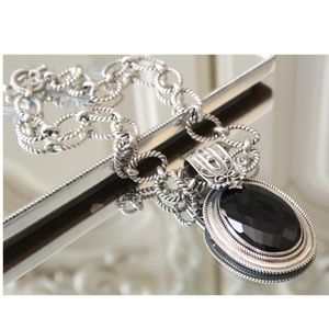 JTYDS Sterling Silver Onyx Pendant & Chain